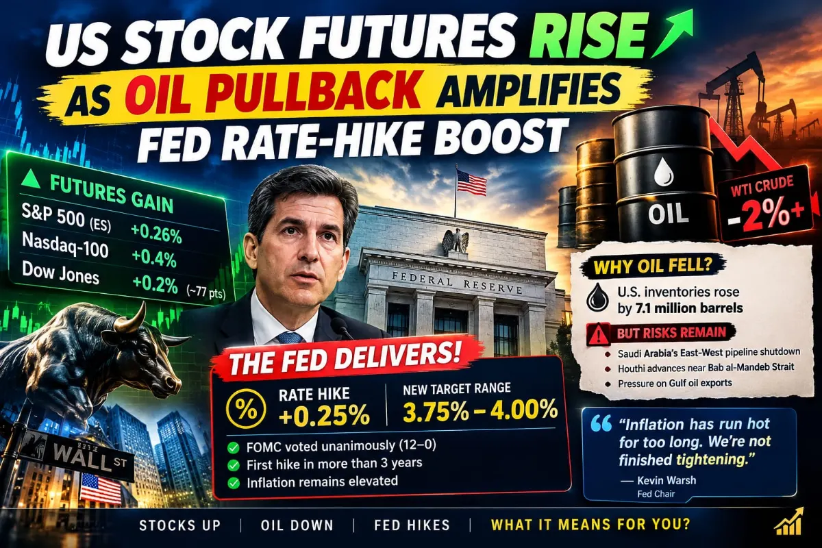 US Stock Futures Rise as Oil Pullback Amplifies Fed Rate-Hike Boost